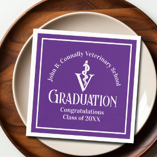 Custom Purple Veterinary School Graduation Party Napkin