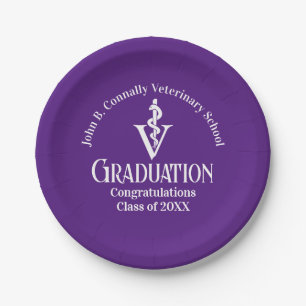 Custom Purple Veterinary School Graduation Party Paper Plate