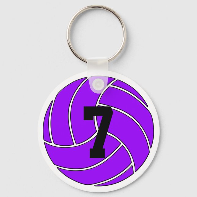 Custom Purple Volleyball Keychain (Key Ring) (Front)