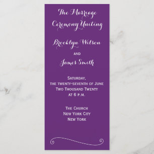 Custom Purple Wedding Programs Rack Cards
