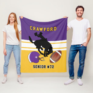 Custom 🏈 Purple, White and Gold with Logo 2  Fl Fleece Blanket