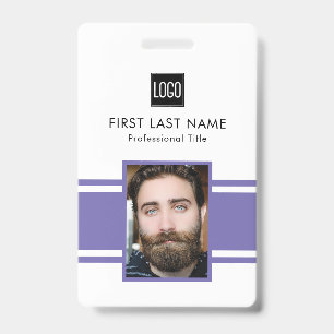 Custom Purple & White Business ID Badge
