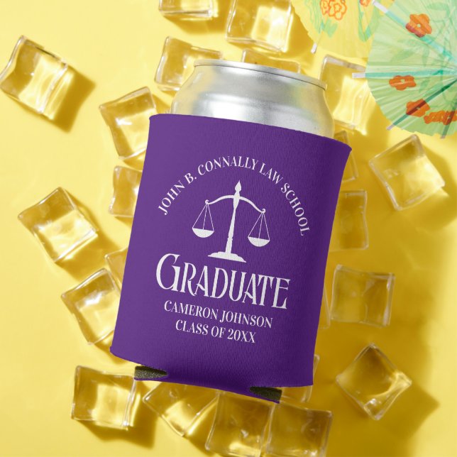 Custom Purple White Law School Graduation Party Can Cooler (In Situ Summer)