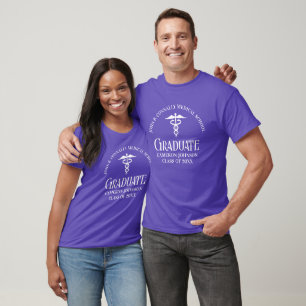 Custom Purple White Medical School Graduation T-Shirt