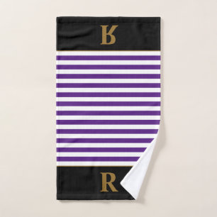 Custom Purple/White Stripes Hand Towel