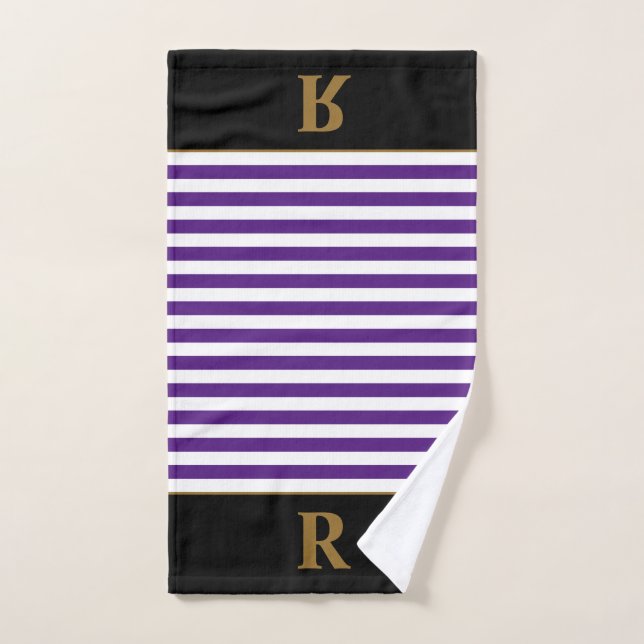 Custom Purple/White Stripes Hand Towel (Hand Towel)