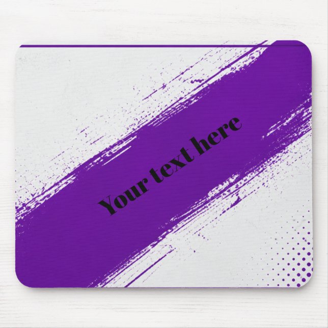 Custom Purple White Typography Design Mouse Mat (Front)