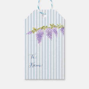 Custom Purple Wisteria Flower Stripe Gift Tags