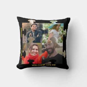 Custom puzzle piece photo You complete me couple Cushion