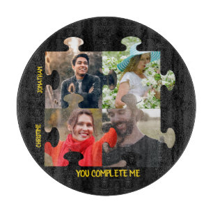 Custom puzzle piece photo You complete me couple Cutting Board
