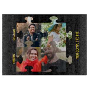 Custom puzzle piece photo You complete me couple Cutting Board