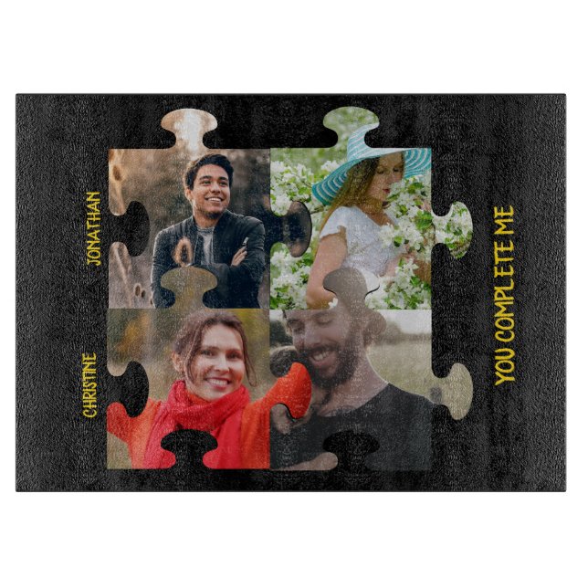 Custom puzzle piece photo You complete me couple Cutting Board (Front)