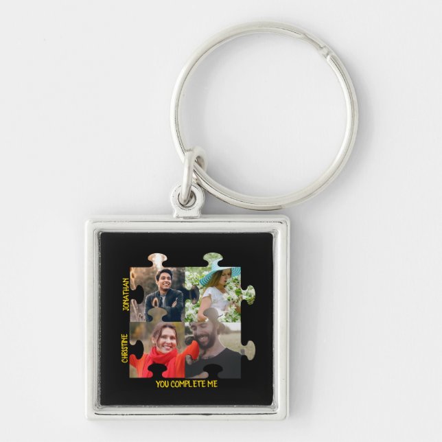Custom puzzle piece photo You complete me couple Key Ring (Front)