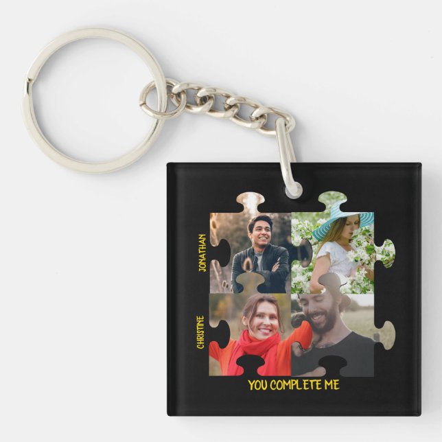Custom puzzle piece photo You complete me couple Key Ring (Front)