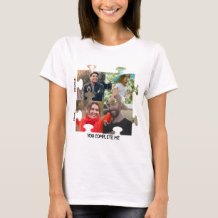 Custom puzzle piece photo You complete me couple T-Shirt