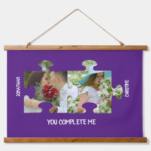 Custom puzzle piece You complete me couple photo Hanging Tapestry