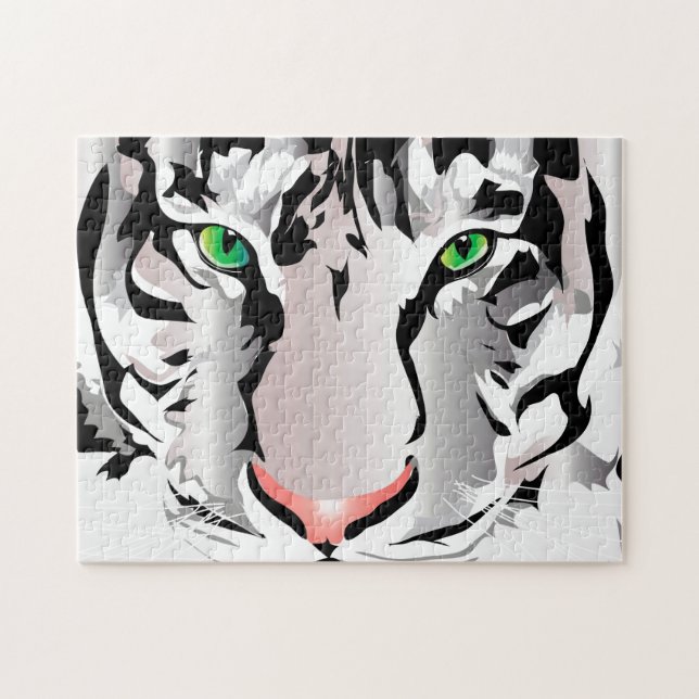CUSTOM PUZZLE- TIGER-WHITE/GREY JIGSAW PUZZLE (Horizontal)