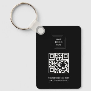 Custom QR Business Logo Minimalist Brand Design Key Ring