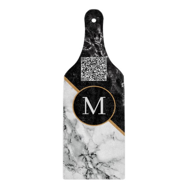 Custom QR Code and Letter Cutting Board Marble (Front)