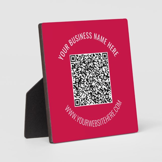Custom QR Code and Text Business Plaque Your Colou (Front)