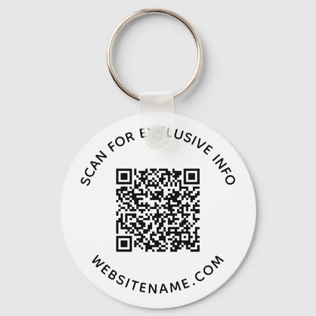 Custom QR Code and Text Corporate Swag Key Ring (Front)