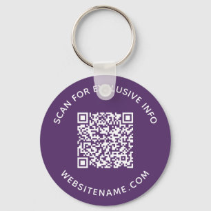 Custom QR Code and Text Corporate Swag Purple Key Ring