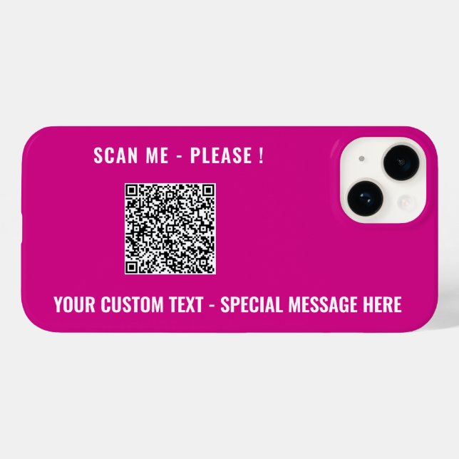 Custom QR Code and Text iPhone Case Choose Colours (Back (Horizontal))