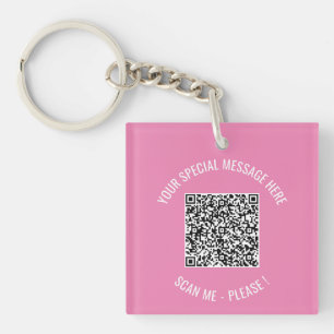 Custom QR Code and Text Keychain Your Colours