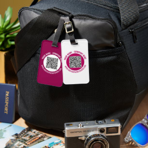 Custom QR Code and Text Luggage Tag Choose Colours