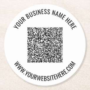Custom QR Code and Text Paper Coaster Choose Colou