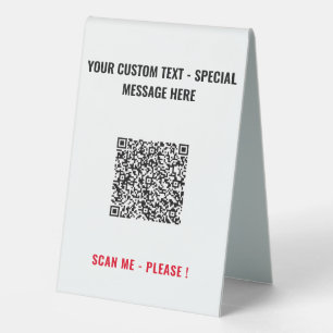 Custom QR Code and Text Personalised Table Sign