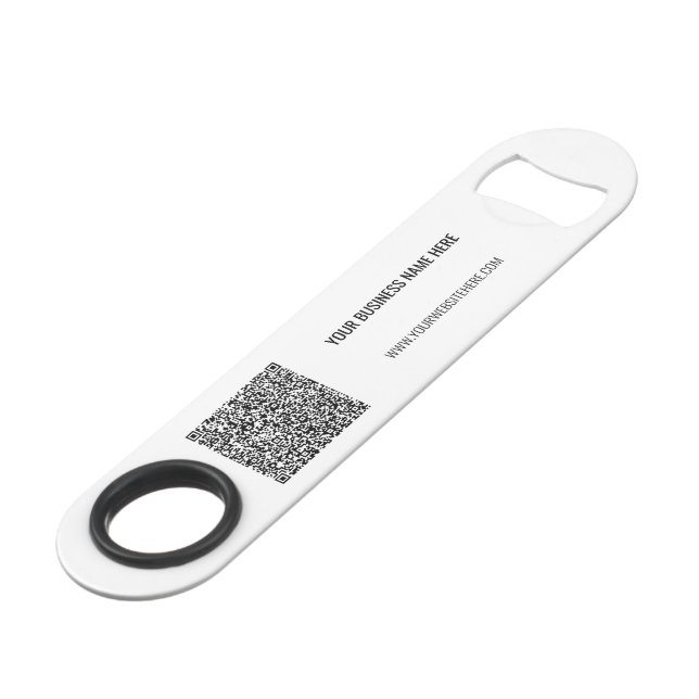 Custom QR Code and Text Promotion Branded Bar Key (Back Angled)