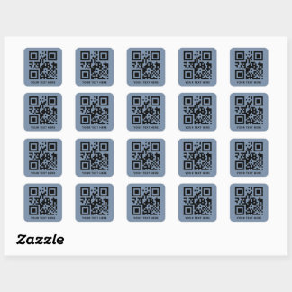Custom QR Code and Text Promotion Dusty Blue Square Sticker