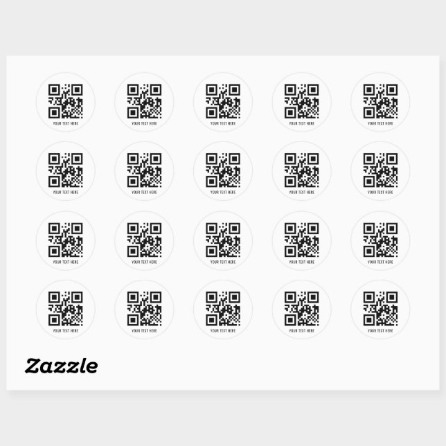 Custom QR Code and Text Promotion White Classic Round Sticker (Sheet)