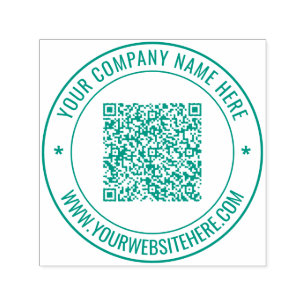 Custom QR Code and Text Round Self-iniking Stamp