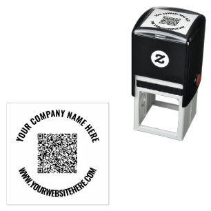 Custom QR Code and Text Round Self-inking Stamp