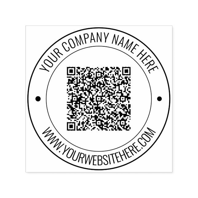 Custom QR Code and Text Round Self-inking Stamp (Design)