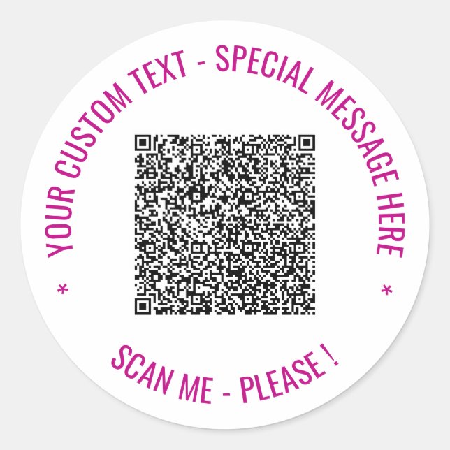 Custom QR Code and Text Stickers Your Colours (Front)
