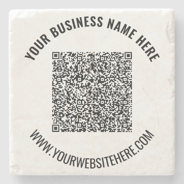 Custom QR Code and Text Stone Coaster Template (Front)
