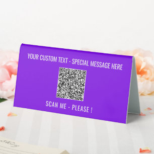 Custom QR Code and Text Table Tent Sign Template