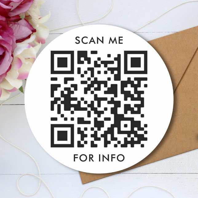 Custom QR Code And Text Template Classic Round Sticker (Creator Uploaded)
