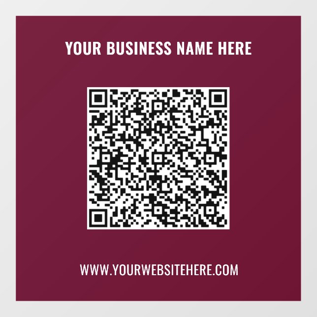 Custom QR Code and Text Window Cling Choose Colour (Sheet)