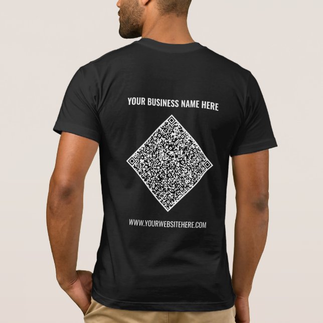 Custom QR Code and Text Your Business T-Shirt (Back)