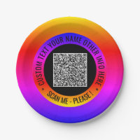 Custom QR Code and Text Your Party Paper Plates