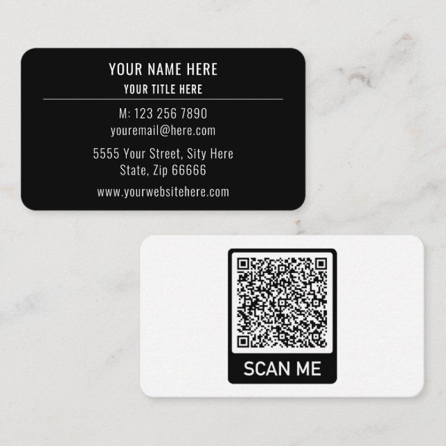 Custom QR Code Black and White Business Cards (Front/Back)