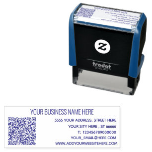 Custom QR Code Business Address Name Info Stamp