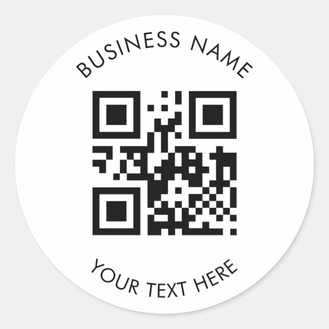 Custom QR Code Business and Text Promotion White Classic Round Sticker (Front)
