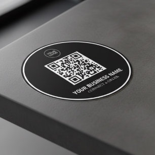 Custom QR Code Business Logo Branding Classic Round Sticker