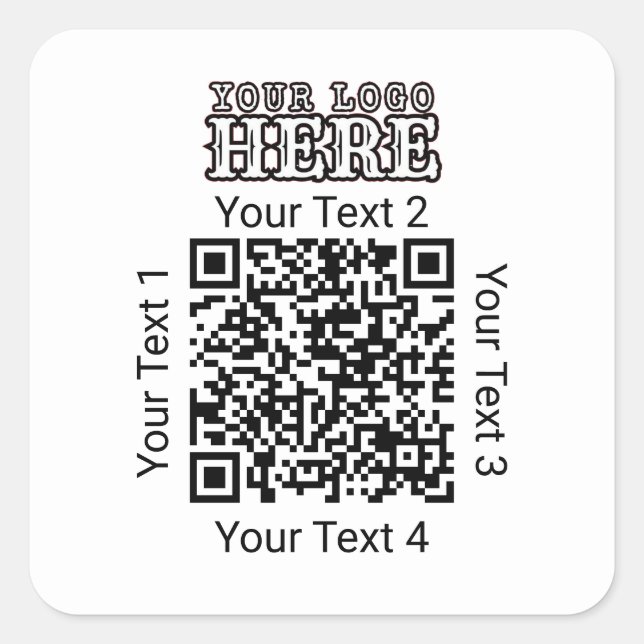 Custom QR Code Business Logo Branding Square Sticker (Front)