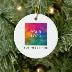 Custom QR Code Business Logo Minimal Template Ceramic Tree Decoration